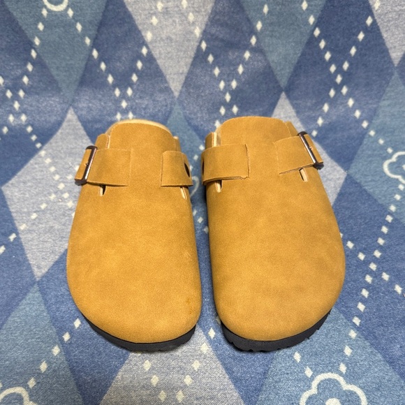 Lurnyet Shoes - Women's Suede Slip-On Sandal Mule - Tan